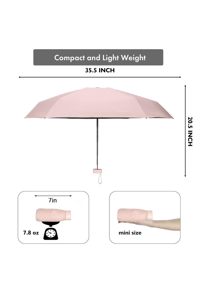 Flushrenic Mini Umbrella, Folding Travel Anti-UV Compact Pocket Umbrella,with Capsule Case Rainproof Windproof Fast Dry and Ultra Lightweight Folding Umbrella,for Women Men Travel Outdoor(Pink) - Image 2