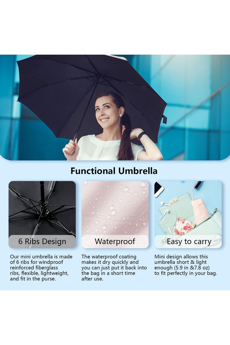 Flushrenic Mini Umbrella, Folding Travel Anti-UV Compact Pocket Umbrella,with Capsule Case Rainproof Windproof Fast Dry and Ultra Lightweight Folding Umbrella,for Women Men Travel Outdoor(Pink) - Image 3