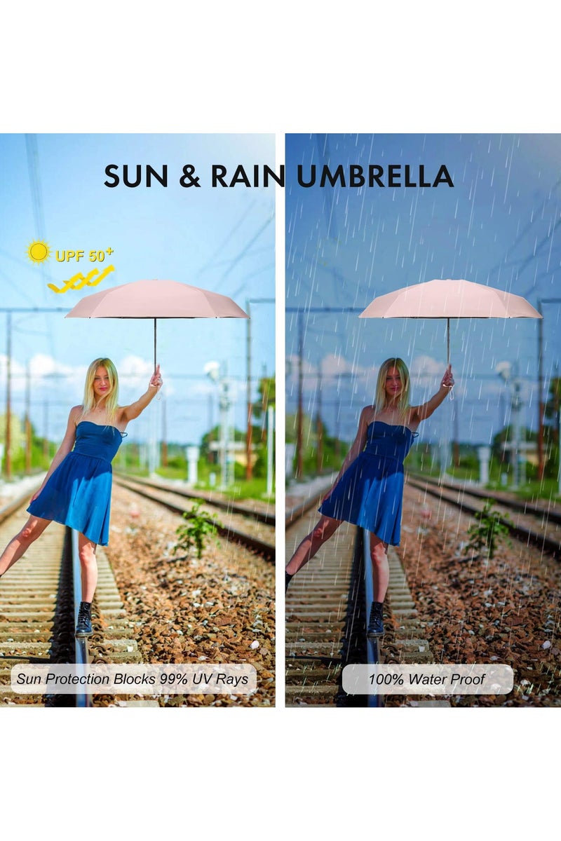 Flushrenic Mini Umbrella, Folding Travel Anti-UV Compact Pocket Umbrella,with Capsule Case Rainproof Windproof Fast Dry and Ultra Lightweight Folding Umbrella,for Women Men Travel Outdoor(Pink) - Image 5