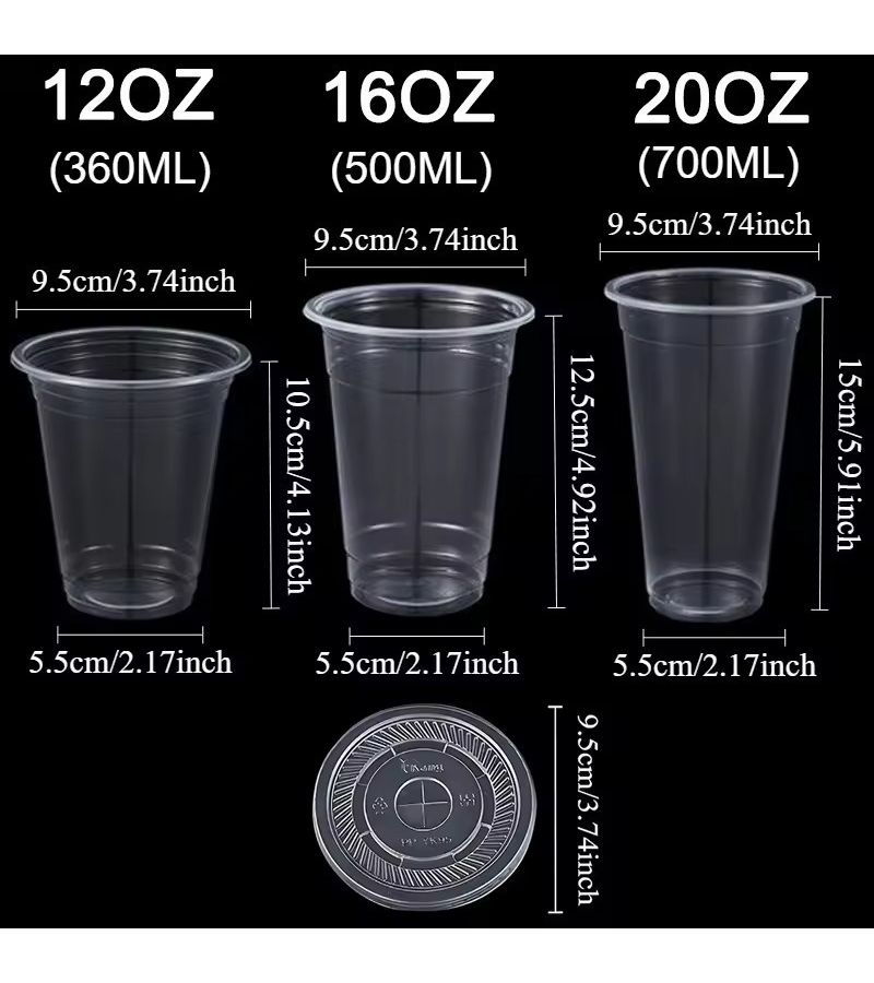 50pcs Disposable Plastic Milk Tea Cups 12oz For Coffee Juice Ice Cream Desserts Family Gatherings Outdoor Camping - Image 3