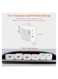 اكسوبلا شاحن من النوع C، 1 QC 3.0 شاحن حائط للكمبيوتر المحمول GaN سريع لساعة الهاتف المحمول للكمبيوتر المحمول متوافق مع Samsung Xiaomi Macbook Steam Deck iPhone iPad (65W أبيض)  - Image 5