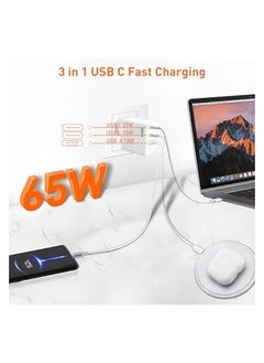 اكسوبلا شاحن من النوع C، 1 QC 3.0 شاحن حائط للكمبيوتر المحمول GaN سريع لساعة الهاتف المحمول للكمبيوتر المحمول متوافق مع Samsung Xiaomi Macbook Steam Deck iPhone iPad (65W أبيض)  - Image 2