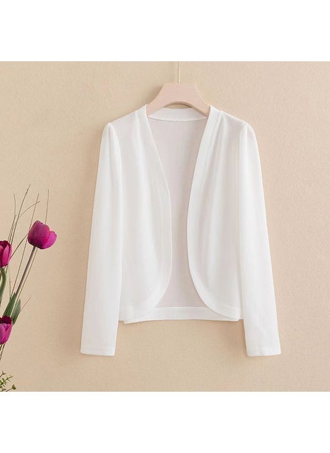 Spring Summer Knit Cardigan Shawl Short Coat White [Shawl]