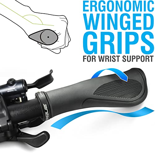MARQUE Ergo Bike Handlebar Grips Non-Slip, Ergonomic Comfort Design for Bicycle Flat Handle Bar Fit Mountain Bikes, E-Bikes, Hybrid, City Commuters (Ergo Plus) - Image 2