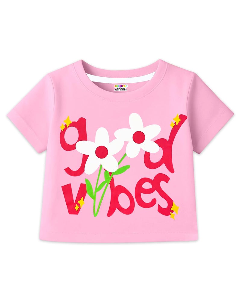 Kuchipoo Girls Crop Top Cotton T-Shirts (KUC-TSHRT-580, 5-6 Years, Multi-Colored) - Image 4