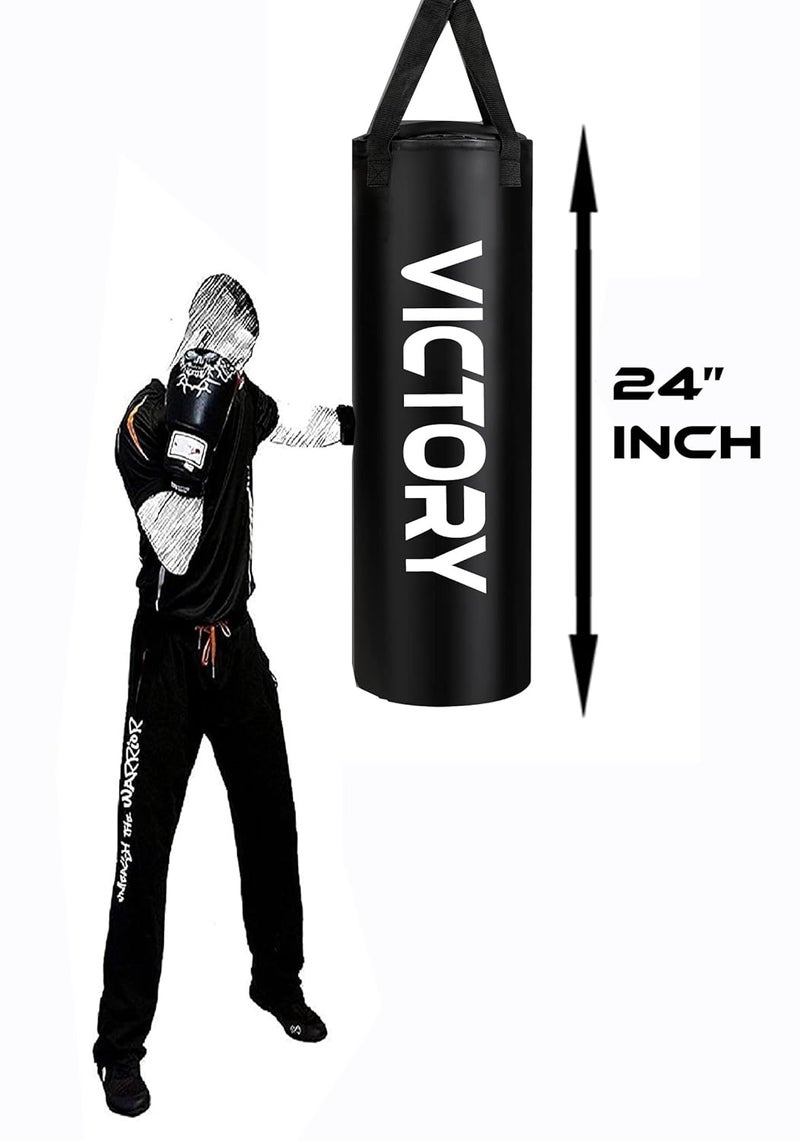 Victory Heavy Synthetic Leather Boxing Punching Bag Black | Stainless Steel Hanging Chain | Boxing | MMA | Kickboxing | Muay Thai | Karate | Judo | Taekwondo (2 Feet) - Image 4