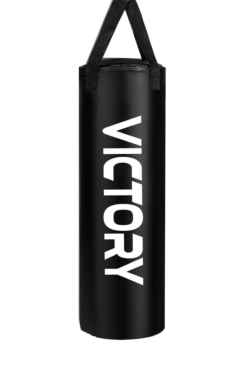 Victory Heavy Synthetic Leather Boxing Punching Bag Black | Stainless Steel Hanging Chain | Boxing | MMA | Kickboxing | Muay Thai | Karate | Judo | Taekwondo (2 Feet) - Image 1