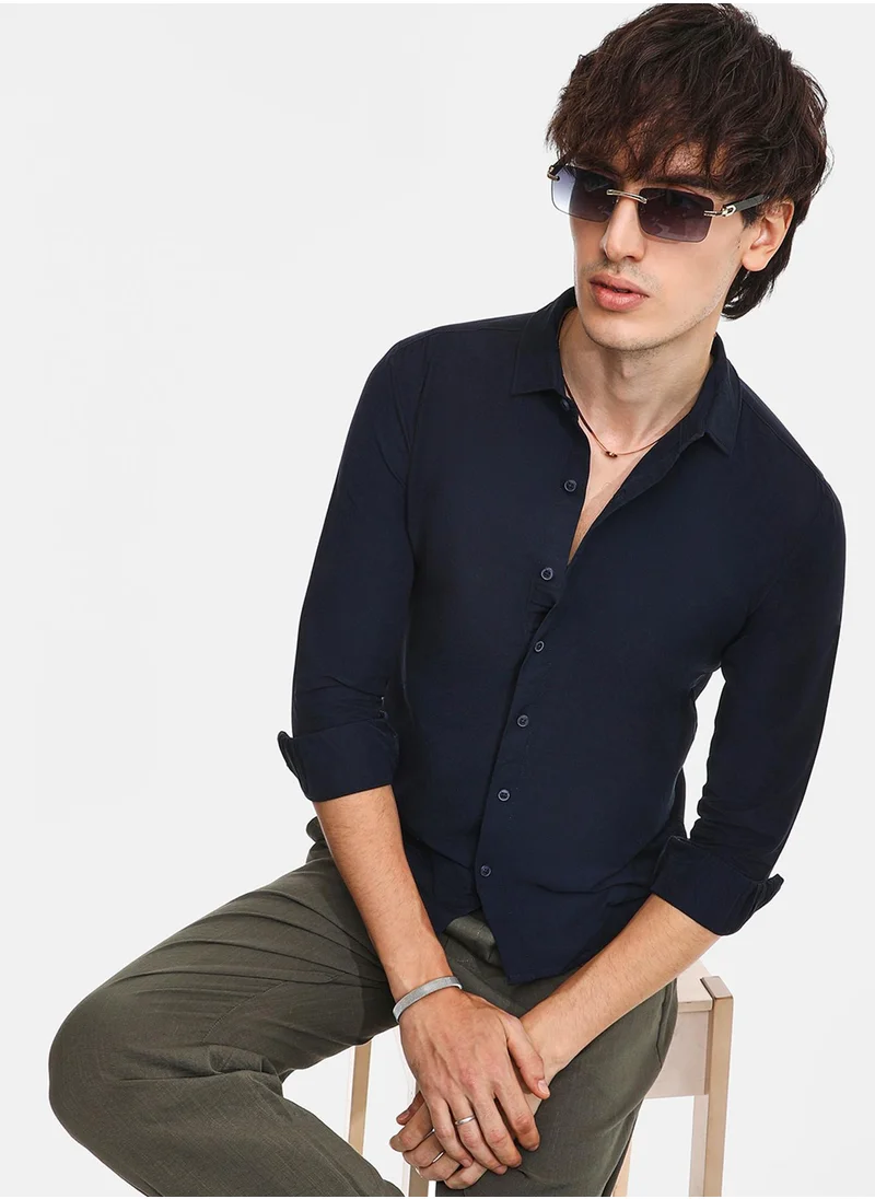 كامبوس سوترا Men's Onyx Black Abstract-Textured Shirt
