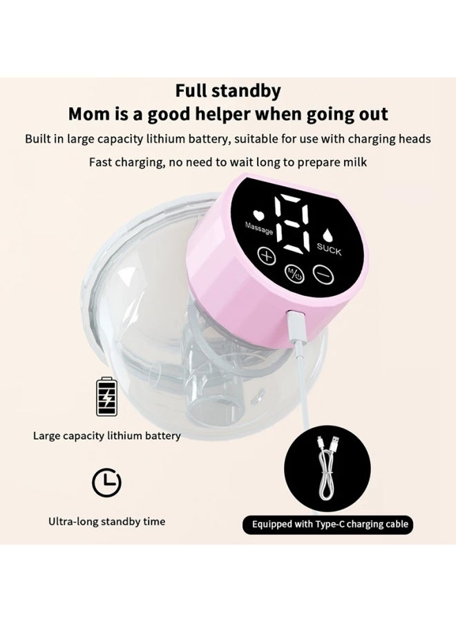 الدليبن مضخة ثدي كهربائية، مضخة ثدي قابلة للارتداء، مضخة ثدي كهربائية محمولة مع 5 أوضاع و10 مستويات وضوضاء منخفضة، مضخة رضاعة طبيعية هادئة قابلة لإعادة الشحن، بدون استخدام اليدين، للاستخدام المريح والفعال في المنزل أو العمل أو السفر (وردي) - Image 5
