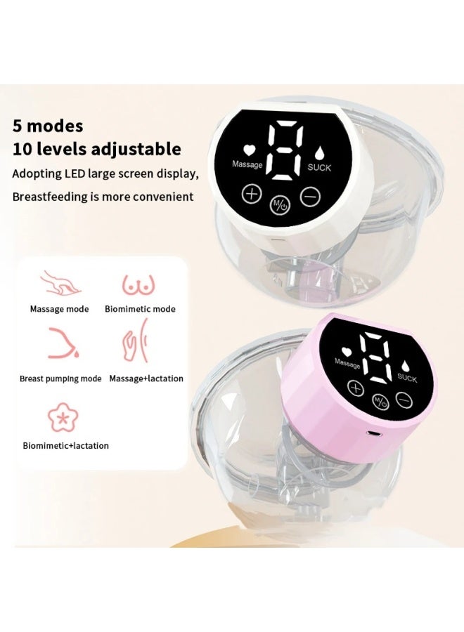 الدليبن مضخة ثدي كهربائية، مضخة ثدي قابلة للارتداء، مضخة ثدي كهربائية محمولة مع 5 أوضاع و10 مستويات وضوضاء منخفضة، مضخة رضاعة طبيعية هادئة قابلة لإعادة الشحن، بدون استخدام اليدين، للاستخدام المريح والفعال في المنزل أو العمل أو السفر (وردي) - Image 4
