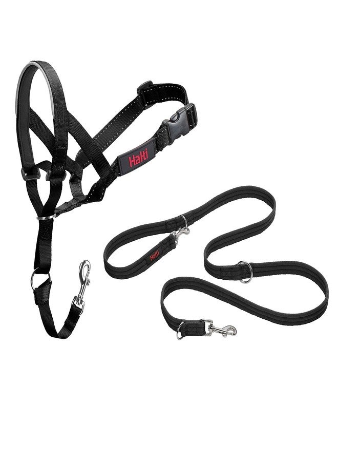 Halti Headcollar Size 4, Black & Halti Training Leash Size Large, Black Combination Pack - Stop Your Dog Pulling on the Leash. Adjustable, Lightweight with Padded Nose Band. Suitable for Large Dogs - Image 1