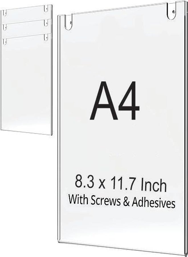 Ayatis Choco A4 Wall Mount Acrylic Sign Holder 8.3'' x 11.7'', Clear Plexi Door Sign Holder Document Holder Plastic Picture Frames with All Mounting Accessories (2 Pcs) - Image 1