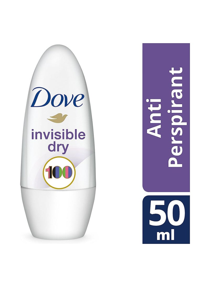 Dove Invisible Dry Anti-Perspirant Deodorant Roll-On, 50 ml, Pack of 6 - Image 2