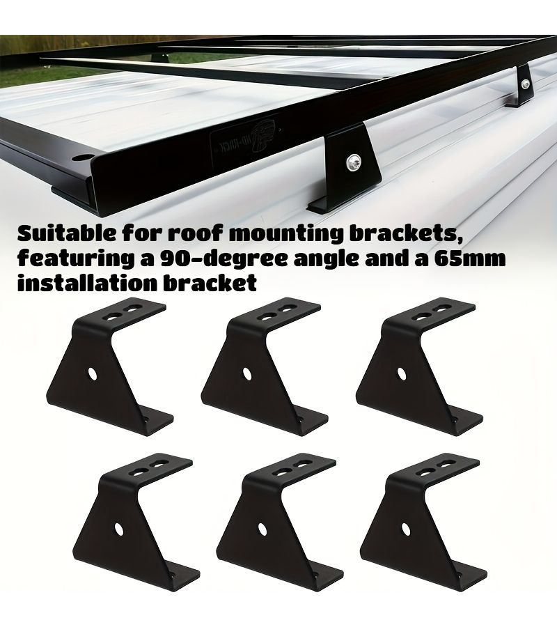 6 Pcs VR Roof Rack Additions 90 Degree Mounting Bracket Universal Fit Aviation Rails - Image 3