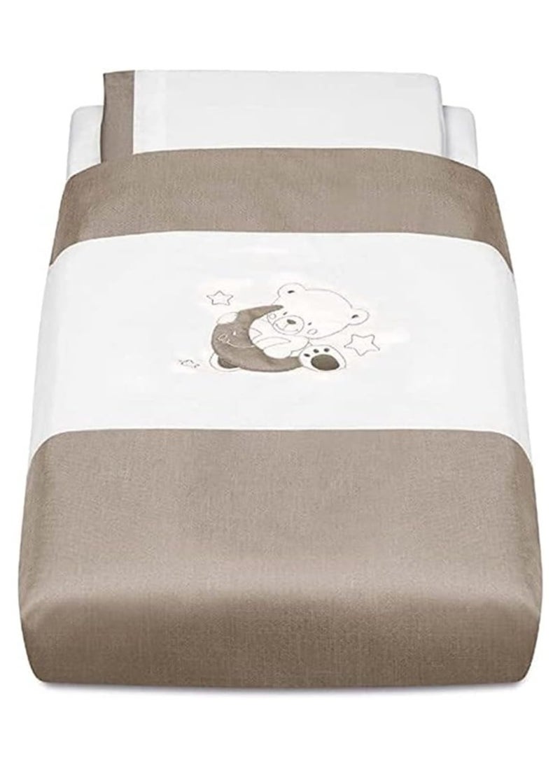 cam Baby Bedding Set, Warm Duvet And Cover, For Cot, Bassinet, Soft Pillowcase And Mattress Cover, 1.1 Kg, 4 Pcs - Brown Bear Moon - Image 1