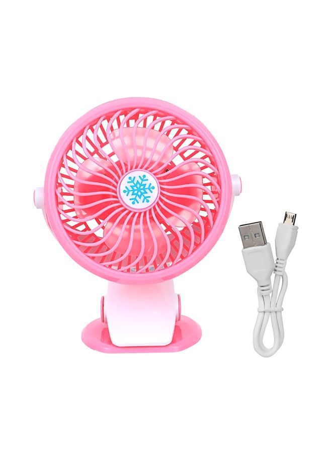 NIBEMINENT Portable USB Rechargeable Fan Pink/White - Image 1