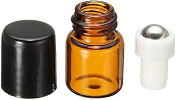 Quupy 12Pcs 1ml Essential Oils Roller Bottles Mini Empty Rollon Bottles with Stainless Steel Roller Balls and Black Cap Cosmetic Makeup Storage Vials For Fragrance Perfume Aromatherapy - Image 2