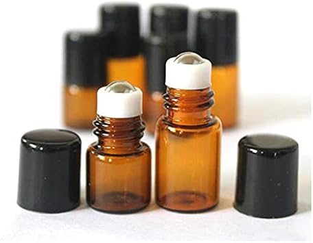 Quupy 12Pcs 1ml Essential Oils Roller Bottles Mini Empty Rollon Bottles with Stainless Steel Roller Balls and Black Cap Cosmetic Makeup Storage Vials For Fragrance Perfume Aromatherapy - Image 5
