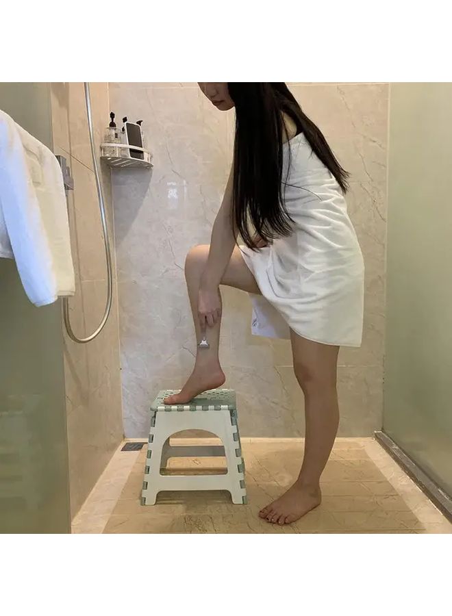 Green Foldable Shower Stool Plastic Bath Seat for Enhanced Safety - Image 4