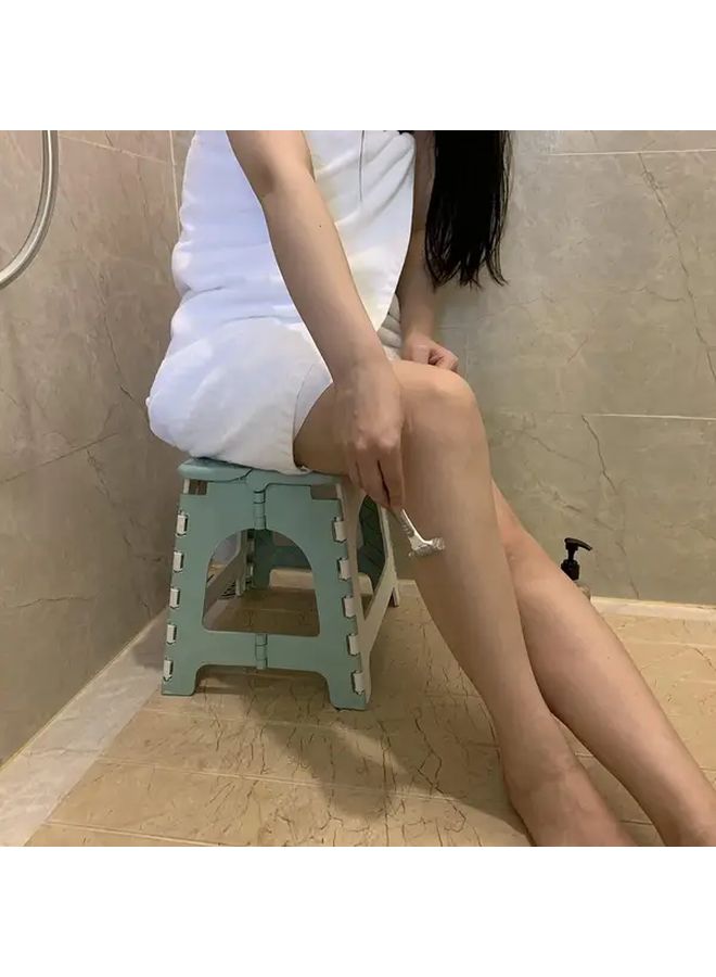 Green Foldable Shower Stool Plastic Bath Seat for Enhanced Safety - Image 5