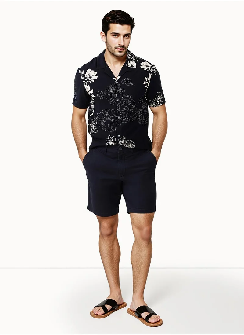 French Connection Plain/Basic Regular Cotton Blend Low-Rise Shorts