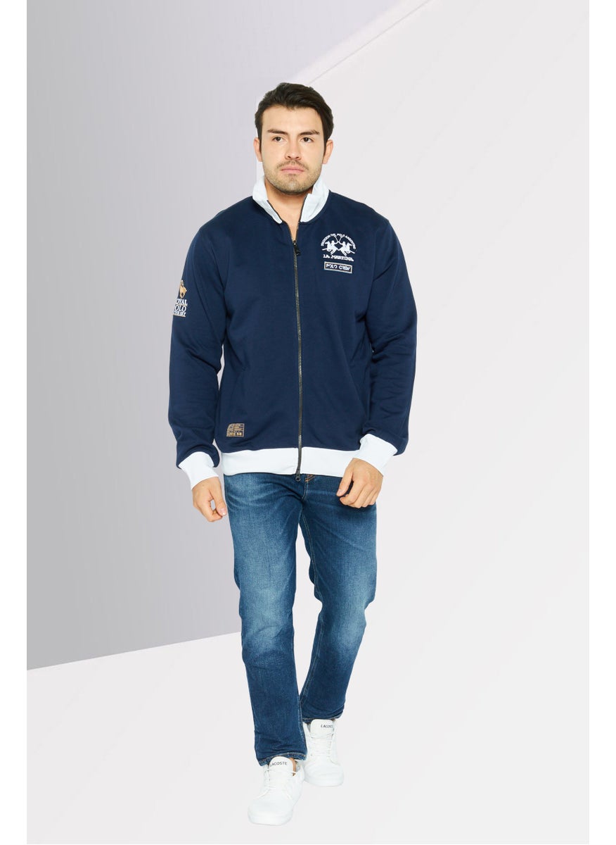 La Martina Men High Neck Long Sleeve Embroidered Logo Sweatshirt, Navy  - Image 3