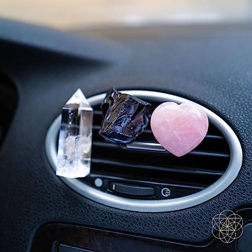 Conscious Items Spiritual Car Charm GPS Crystal Kit with Natural Rose Quartz, Black Obsidian & Clear Quartz, Protective Crystal Car Accessories Vent Clips for Driving Focus, Calm Energy & Road Safety - Image 1