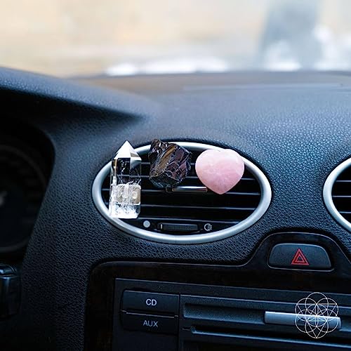 Conscious Items Spiritual Car Charm GPS Crystal Kit with Natural Rose Quartz, Black Obsidian & Clear Quartz, Protective Crystal Car Accessories Vent Clips for Driving Focus, Calm Energy & Road Safety - Image 5