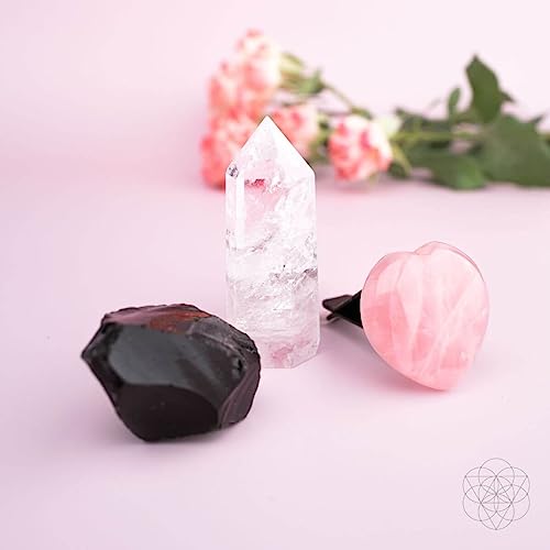 Conscious Items Spiritual Car Charm GPS Crystal Kit with Natural Rose Quartz, Black Obsidian & Clear Quartz, Protective Crystal Car Accessories Vent Clips for Driving Focus, Calm Energy & Road Safety - Image 4