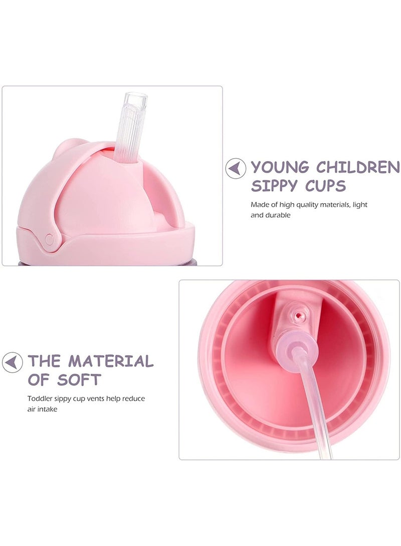 ORiTi Sippy Cups for Toddlers 250ML, 360° Water Leak Proof Weighted Straw Cup with Handle Water Bottle Soft Spout Learner Cup with Graduated Handle Water Bottle Drop-resistant Cup (Pink Random Pattern) - Image 5