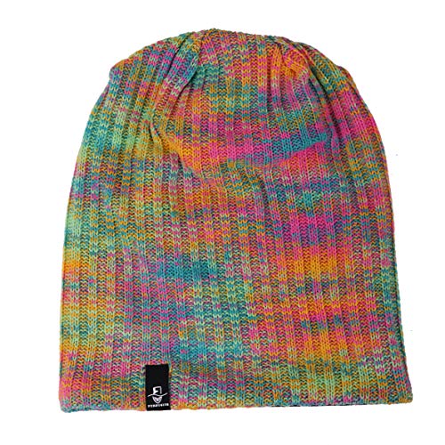 Ruphedy Women Slouchy Beanie Hat Knit Long Baggy Slouch Skull Cap for Winter (309w-Blue/Confetti) - Image 2