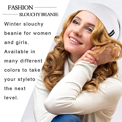 Ruphedy Women Slouchy Beanie Hat Knit Long Baggy Slouch Skull Cap for Winter (309w-Blue/Confetti) - Image 5