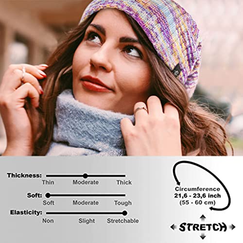Ruphedy Women Slouchy Beanie Hat Knit Long Baggy Slouch Skull Cap for Winter (309w-Blue/Confetti) - Image 4