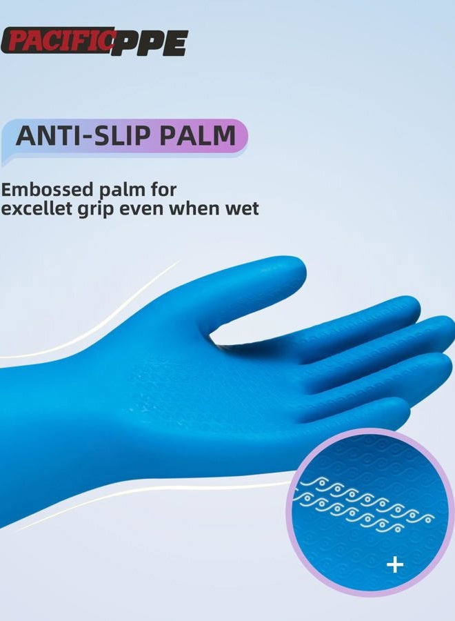 PACIFIC PPE 2 Pairs Dishwashing Cleaning Gloves with Latex free, Cotton lining, Household Cleaning Gloves for Washing Dishes Reusable (Purple+Blue, Small) - Image 3