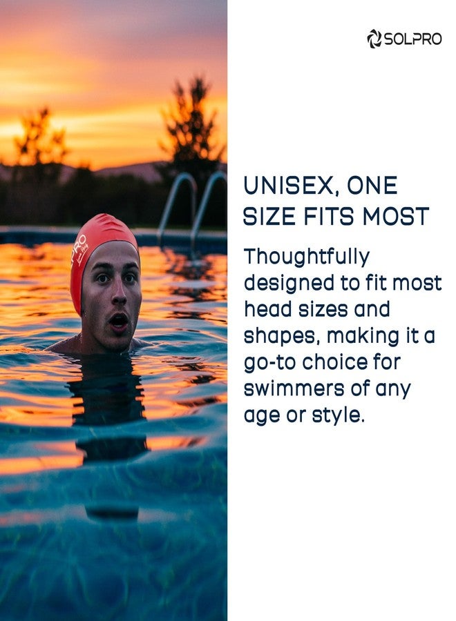 Solpro Luna Reef Unisex Swimming Cap|for Men,Women,Boys,Girls,Athletes,Swimmers|for Training,Competition in Swimming Pool,Water Sport,Beach,Water Park & Activties|One Size Fits All(Red) - Image 4