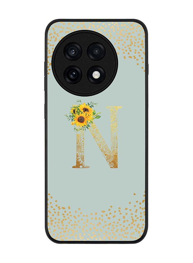 Stylizedd For OnePlus 13R / Ace 5 Pro Case,Slim fit Camera Protection, Shockproof Thin Phone cover  - Custom Floral Monogram - N  (Light Grey )