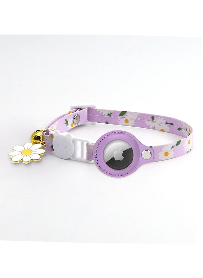 عام Cat Airtag Collar with Airtag Holder and Floral Print, Secure Elasticated Cat Collar Adjustable Nylon Breakaway Cat Collar AirTag Collar Dog and Cat GPS Tracker - Image 1