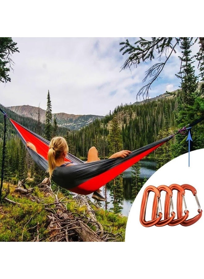 Generic Carabiner, Lightweight Heavy Duty Carabiner Clips,Aluminium Wiregate for Hammocks,Camping, Key Chains, Outdoor and Gym etc,Hiking & Utility(ORANGE)  - Image 2
