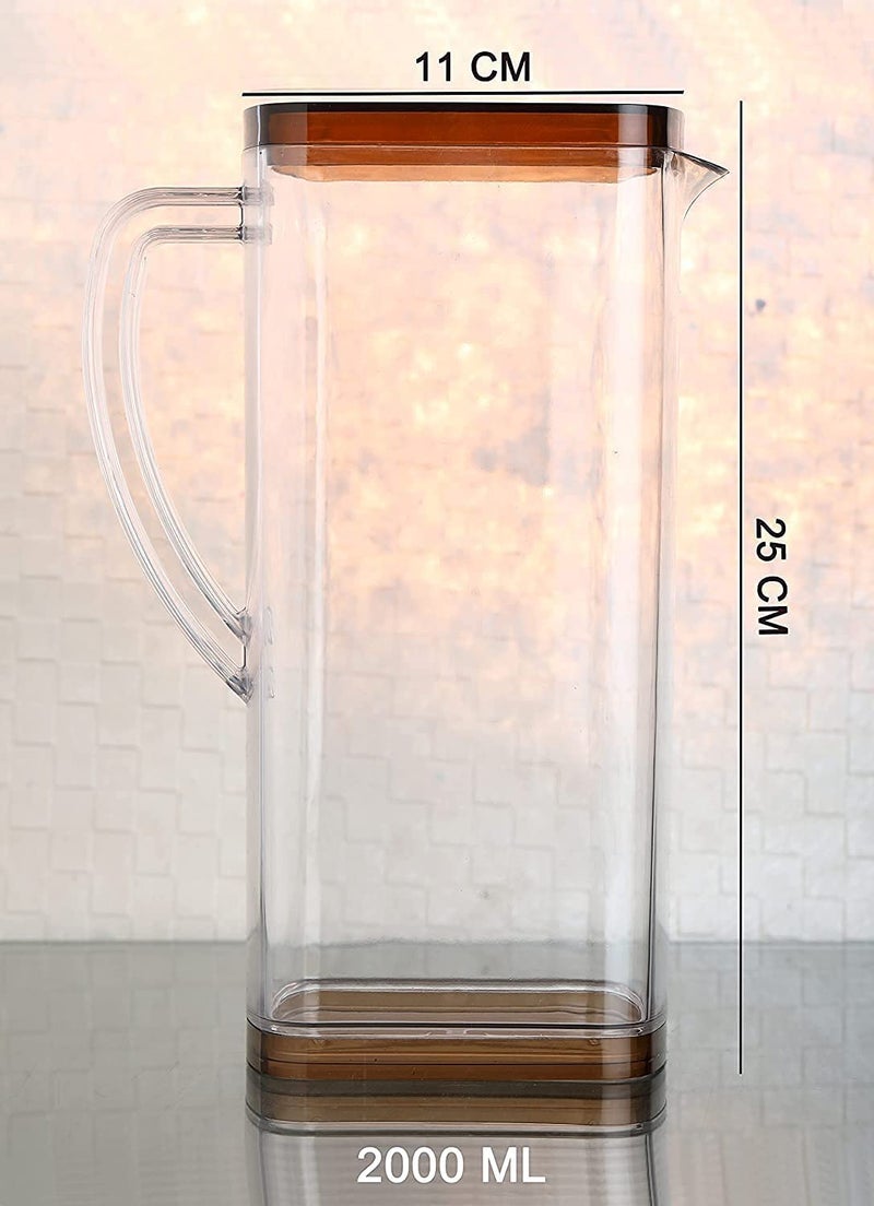 KD ZONE KD ZONE 2 Litre Plastic Water Jug Juice Milk Jug with Lid Transparent Multi Color Pack of 1 - Image 2