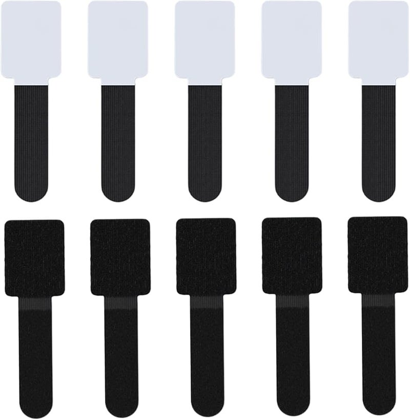 أربطة الكابلات القابلة لإعادة الاستخدام بحلقة خطاف، أحزمة قابلة للتعديل، منظِّم، أسود، عبوة من 10 قطع - Image 1