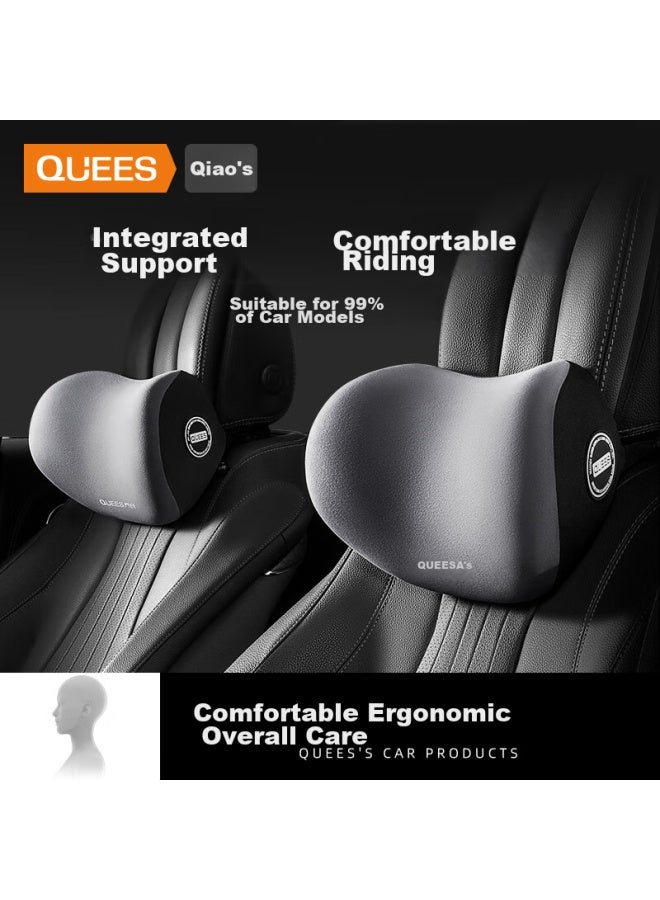 Qiaoshi Car Headrest And Lumbar Support Set, Neck Pillow For Maybach, Lumbar Cushion, Seat Pillow For Audi, Gray Car Accessory Set - Image 5