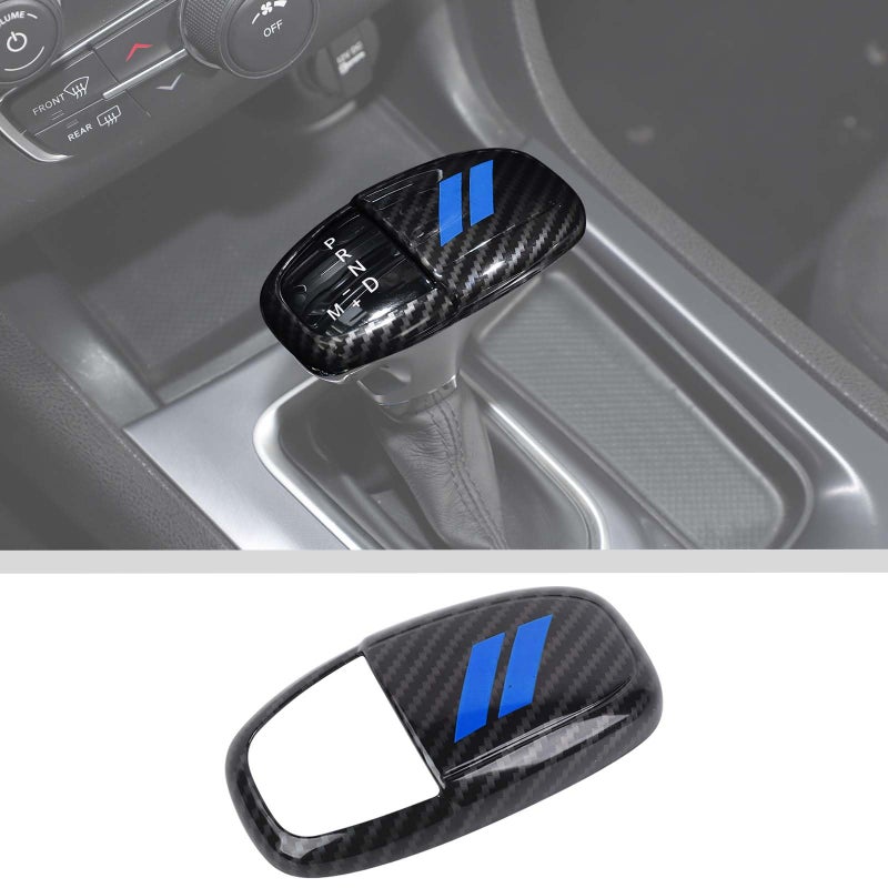 JWWY Gear Shift Shifter Knobs Cover Trim for 20152025 Dodge Challenger Charger 20182023 Durango Interior Accessories Blue Carbon Fiber