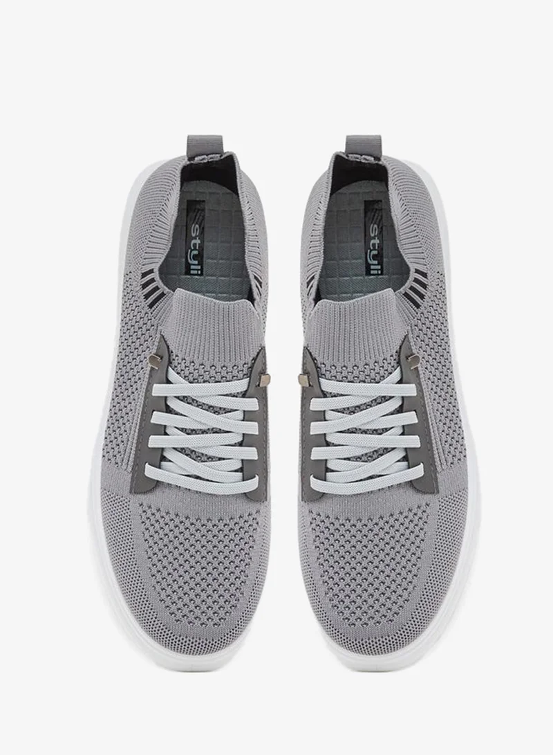 Styli Lightweight Breathable Knit Lace-Up Sneakers