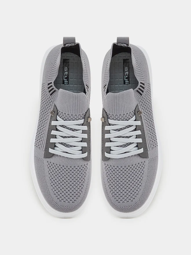 Styli  Lightweight Breathable Knit Lace-Up Sneakers for Men | Best Price UAE