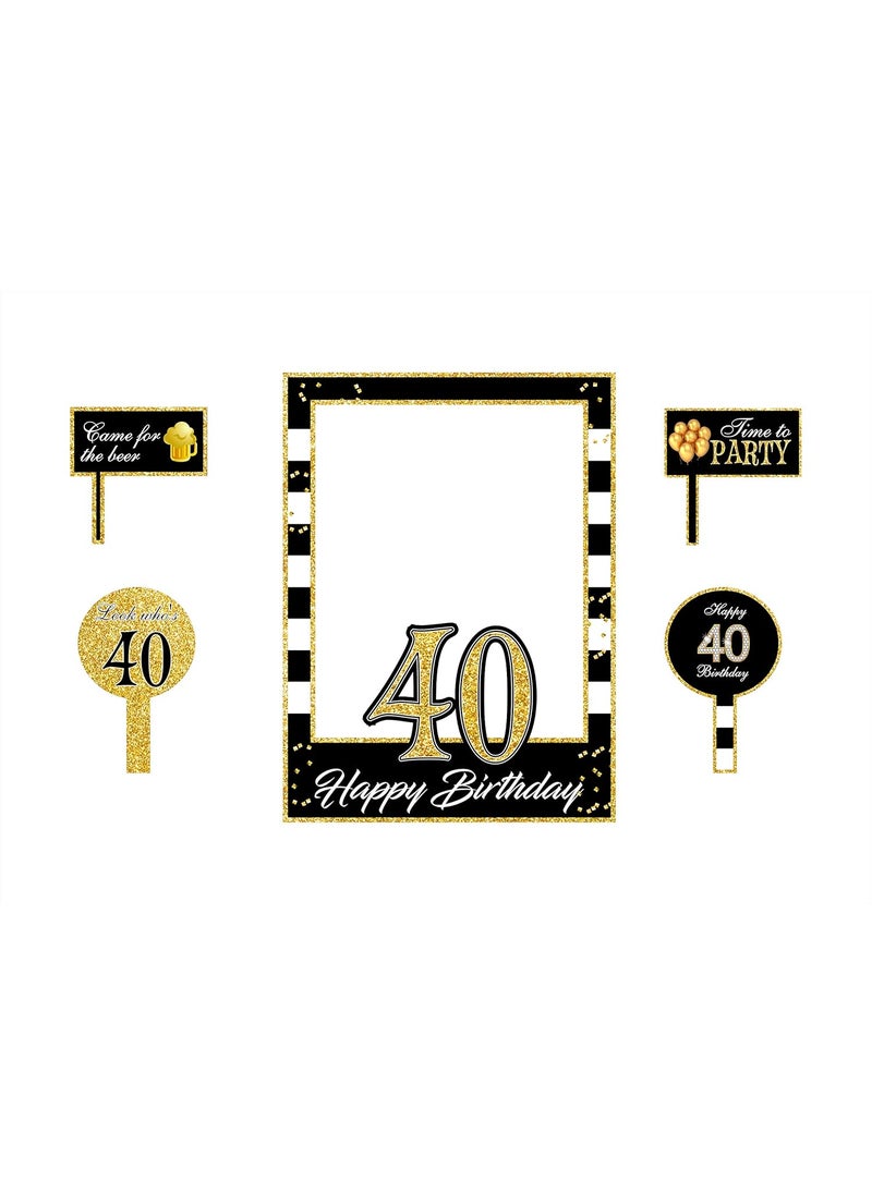 Theme My Party Theme My Party 40TH Birthday Party Selfie Photo Booth Picture Frame and Props - Printed ON Sturdy Material  - Image 1