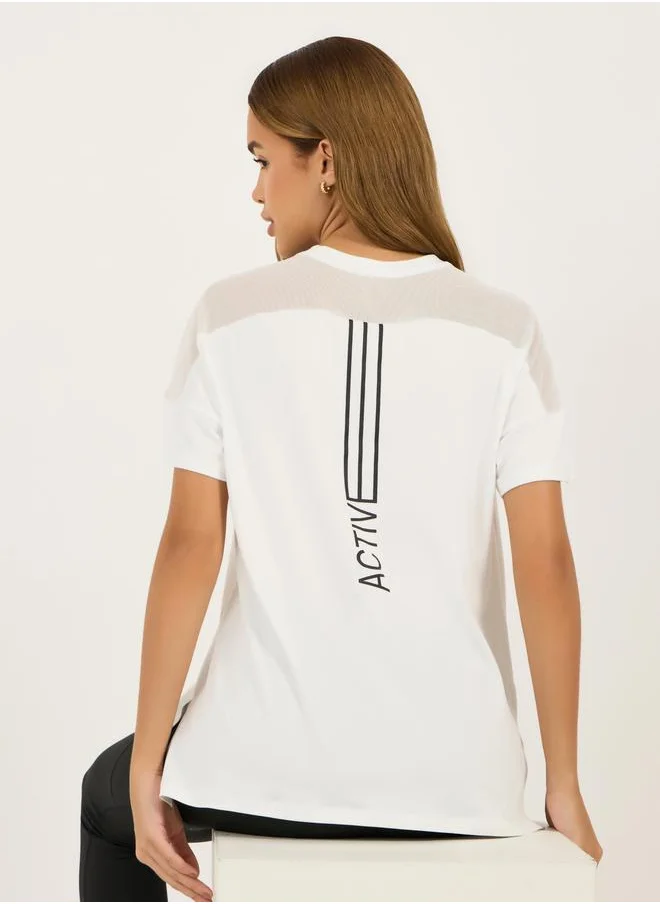 Styli Back Vertical Slogan Letter Drag Short Sleeves Top