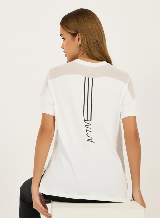 Styli Back Vertical Slogan Letter Drag Short Sleeves Top  - Image 1