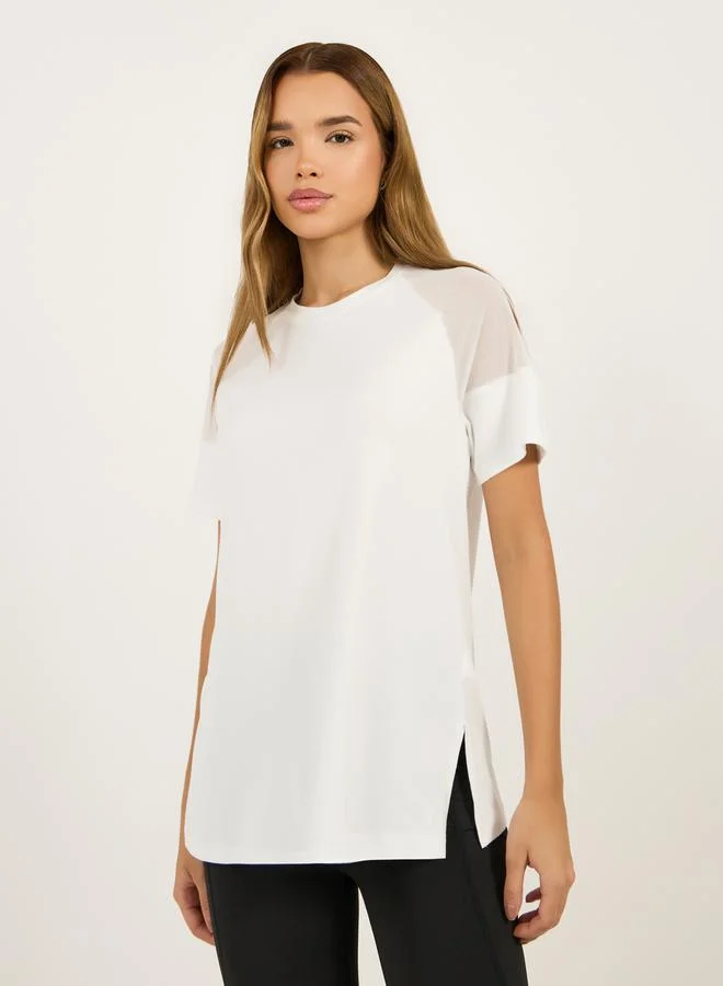 Styli Back Vertical Slogan Letter Drag Short Sleeves Top