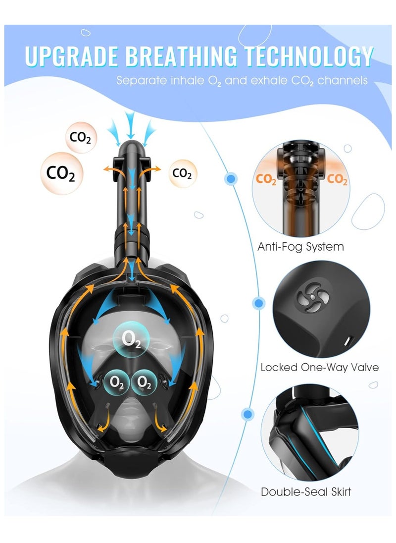 Generic Full Face Snorkel Mask for Adults with Latest Dry Top System, Foldable 180 Degree Panoramic View Snorkeling Mask with Camera Mount, Safe Breathing, Anti-Leak&Anti-Fog, Adjustable Straps  - Image 2