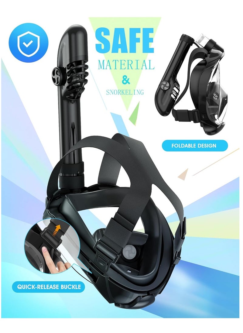 Generic Full Face Snorkel Mask for Adults with Latest Dry Top System, Foldable 180 Degree Panoramic View Snorkeling Mask with Camera Mount, Safe Breathing, Anti-Leak&Anti-Fog, Adjustable Straps  - Image 5